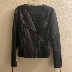 TOPSHOP Black Faux Leather Biker Jacket